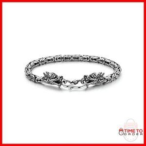 Vintage Silver Dragon Bracelet Feng Shui Lucky Amulet Unisex Gift